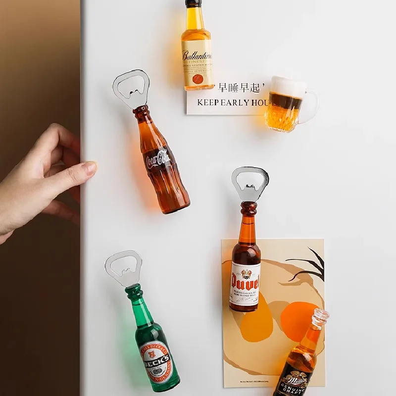 Livetai Beer  Bottle Opener Bar Restaurant Bottle Opener 3D Refrigerator Sticker Wine Accessories Kitchen Tools