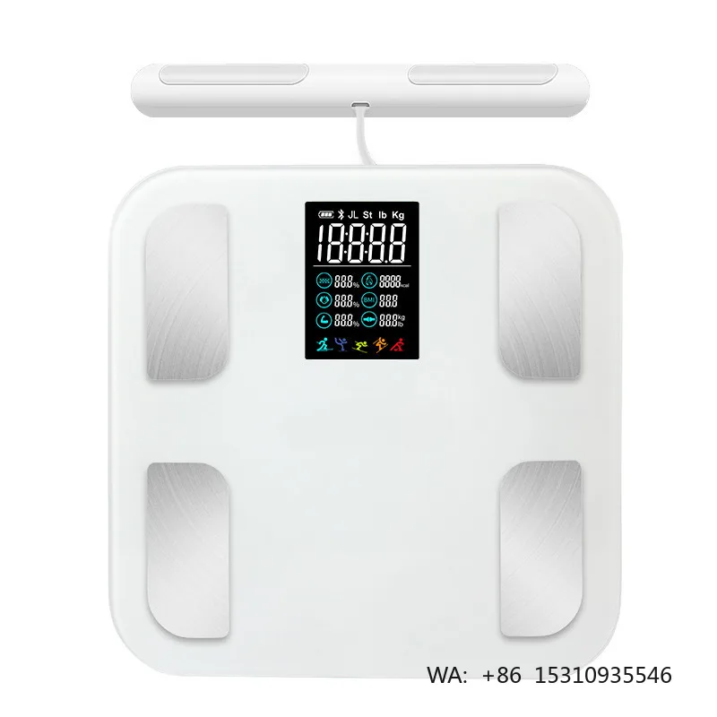 New Arrival Premium Big Colorful Display Scale BMI Professional Analyzer 8 Electrodes Home Medical Smart Body Fat Weighing Scale