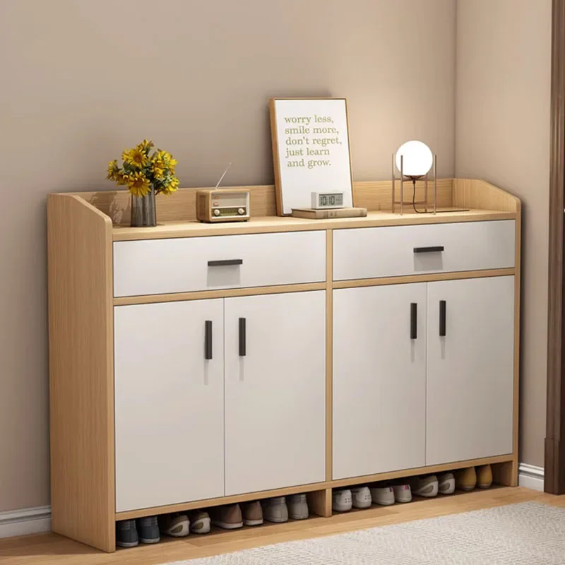 Popular Doorway Shoe Cabinet with Folding Doors 4 Layer Dustproof Storage Box Outdoor Hall Organizer for Narrow Space Homes