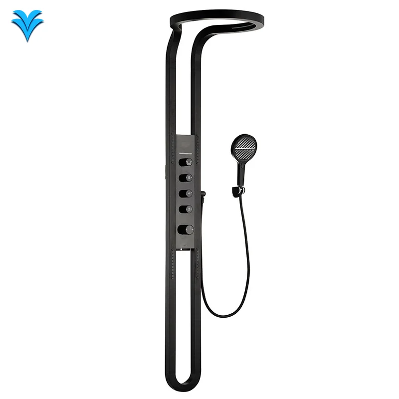 

Gun Grey Bathroom Rain Shower Head Single Handle Waterfall Set Electric Faucets Ceramic Valve Core Jet Massage Soft for Hotels