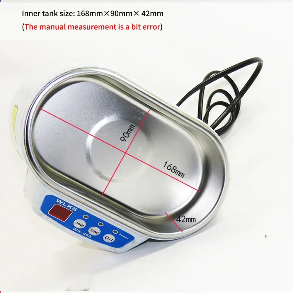 WK-968 pulitore ad ultrasuoni Sonicator Bath 40Khz Degas per orologi lenti a contatto occhiali dentiera denti 30/50W rasoio elettrico per trucco