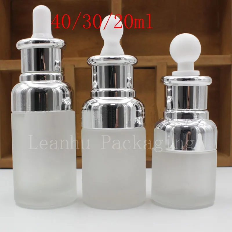 12pc  X  20ml 30ml 40ml Empty Clear Frosting Essential Oil Dropper Glass Bottle Serum Display Glass Container Pipette Dropper