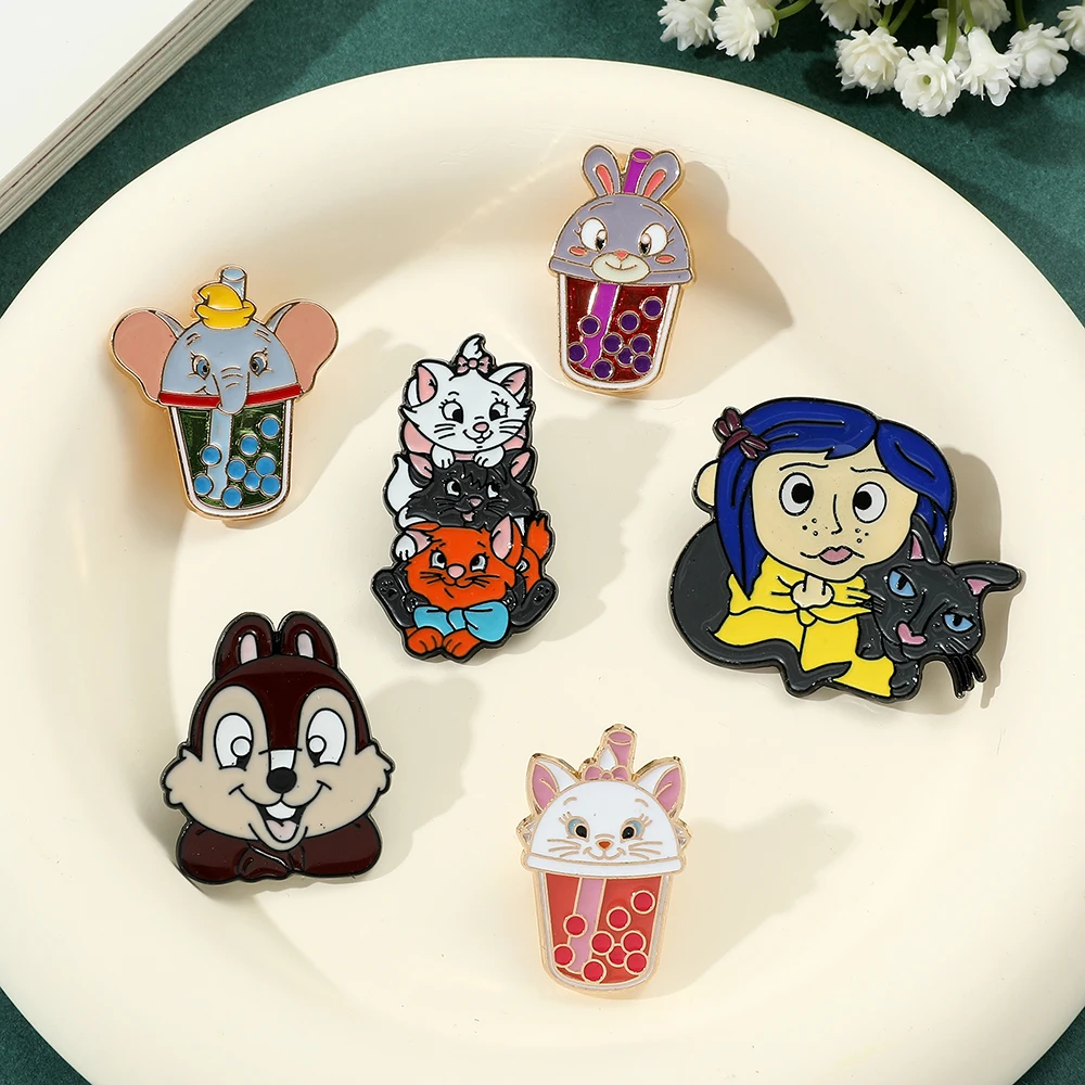 Zootopia Coraline Enamel Pins Cute Chip Judy Sloth Badge Cartoon Stitch Brooches Lapel Pin Jewelry Gift For Women Man Wholesale