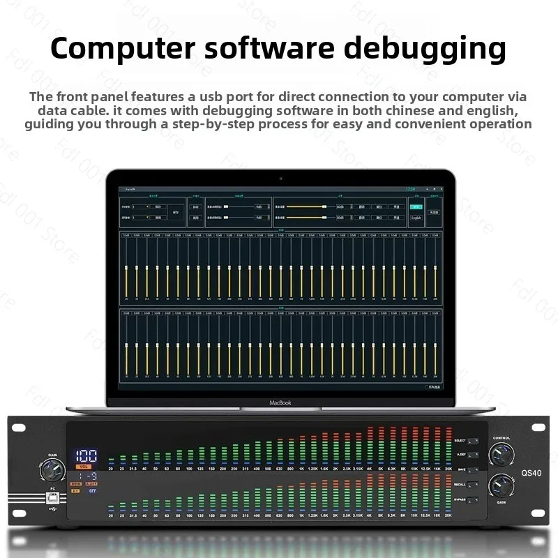 Dual 31-band Profesional Equalizer Spectrum Stereo Graphic Digital Equalizer Music Spectrum Analyzer for KTV / Home