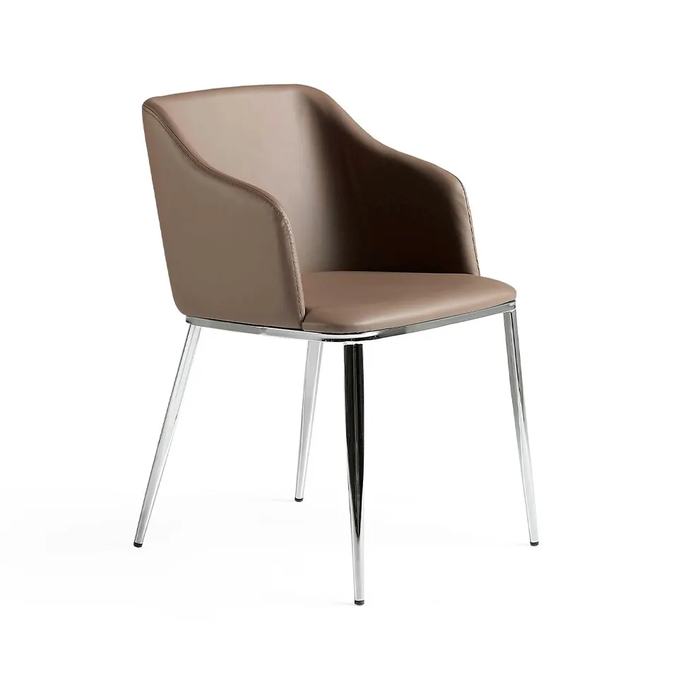 Chair 4022 Angel Cerdá-dining chair upholstered in polyleather and chrome stainless steel structure.