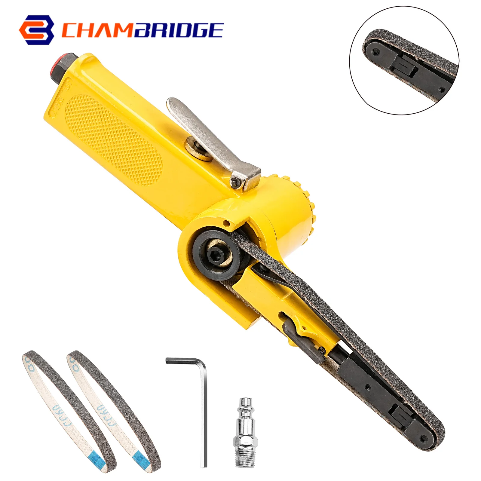 

10*330mm Air Belt Sander 1" Air Grinder Handheld Pneumatic Tool for Metal Wood Deburring & Rust Removal Polishing Machine Set