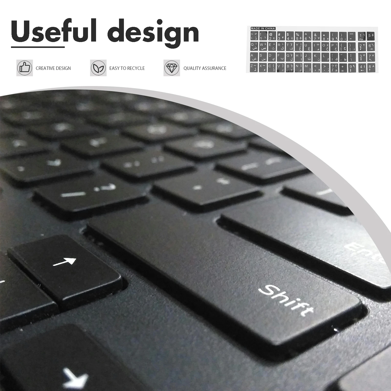 

10 Sheets Keyboard Stickers PVC Self Adhesive Replacement Transparent Arabic Letters Black White Computer Membrane