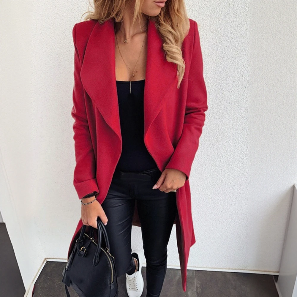 

Women's Long Sleeve Lapel Coat Autumn Winter Comfortable Fashion Daily Plain Open Front Casual Outerwear