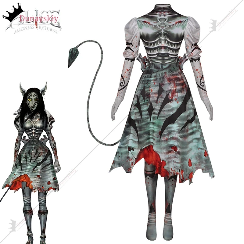 Game Alice Madness Returns Cosplay Costume 2025Halloween Evil Suit Demon Uniform Women Anime Girl Carnival Party Dress Up