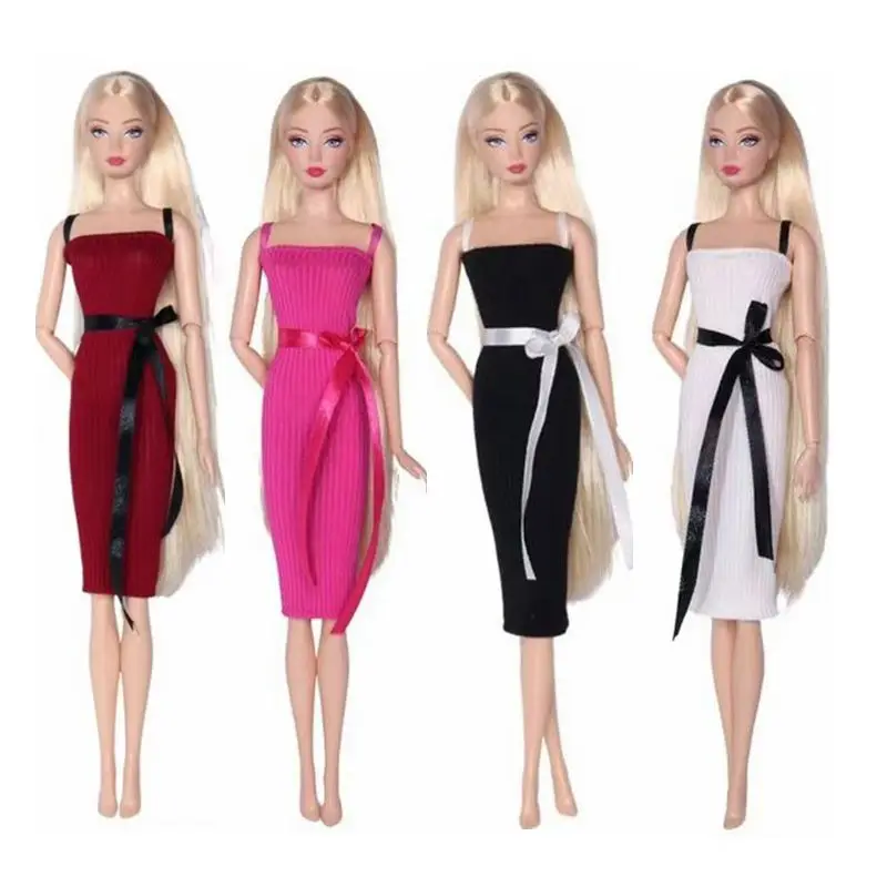 

Charming 1/6 Doll Clothes White Black Pink Evening Dress For Barbie Dolls Outfits Party Gown For Barbie Accessories Toy 11.5"