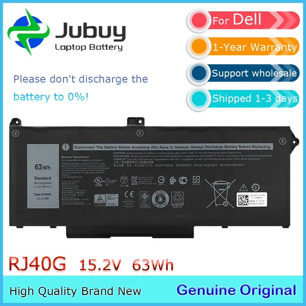 RJ40G 15.2V 63Wh Original Laptop Battery for Dell Latitude 14 5420 15 5520 Precision 15 3560 075X16