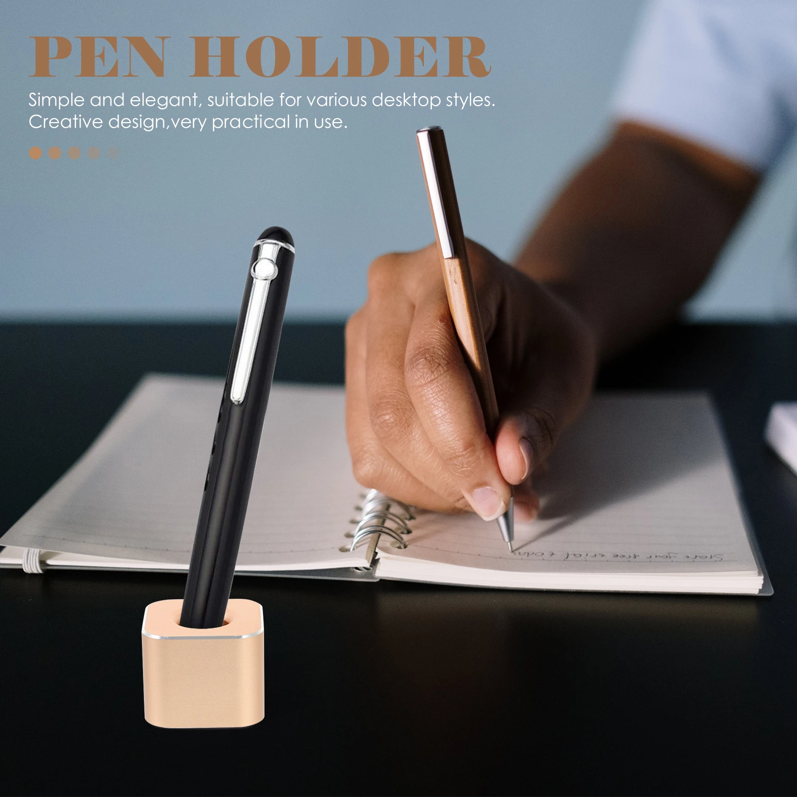 

Metal Holder Aluminum Alloy Single Pen Stand For Office Desk Home Ink Pen Storage Desktop Organizer Stationery