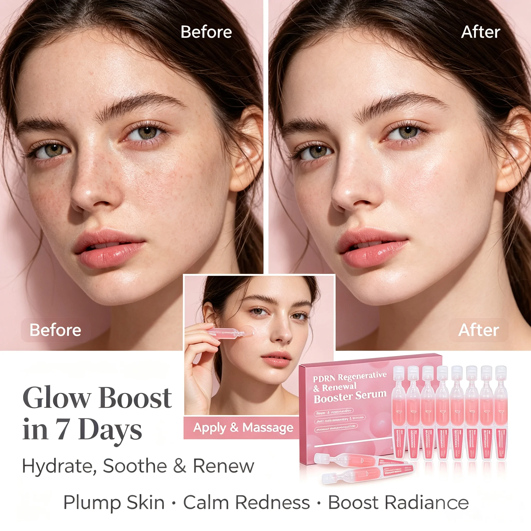 Renewing Salmon PDRN DNA Ampoule Serum, Deep Facial Repair, Promote Collagen Regeneration, Lift & Tighten Sagging Skin