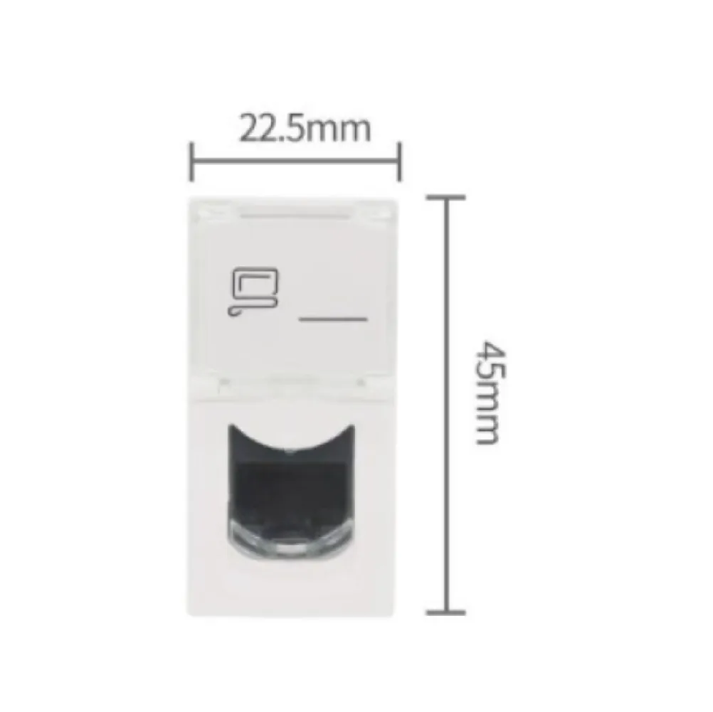45x22.5mm Cat 6 Rotatable Network Connector Panel with Dust Cover for For server Room Installations 5 Pack White