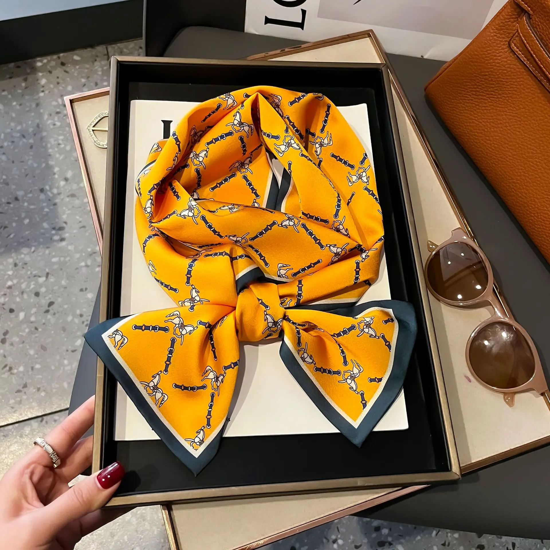 Shirt Decoration Sunscreen Silk Scarfs Female Hair Band Skinny Scarf NeckTies Women Bag Long Scarves Neckerchief Foulard Lady image 5