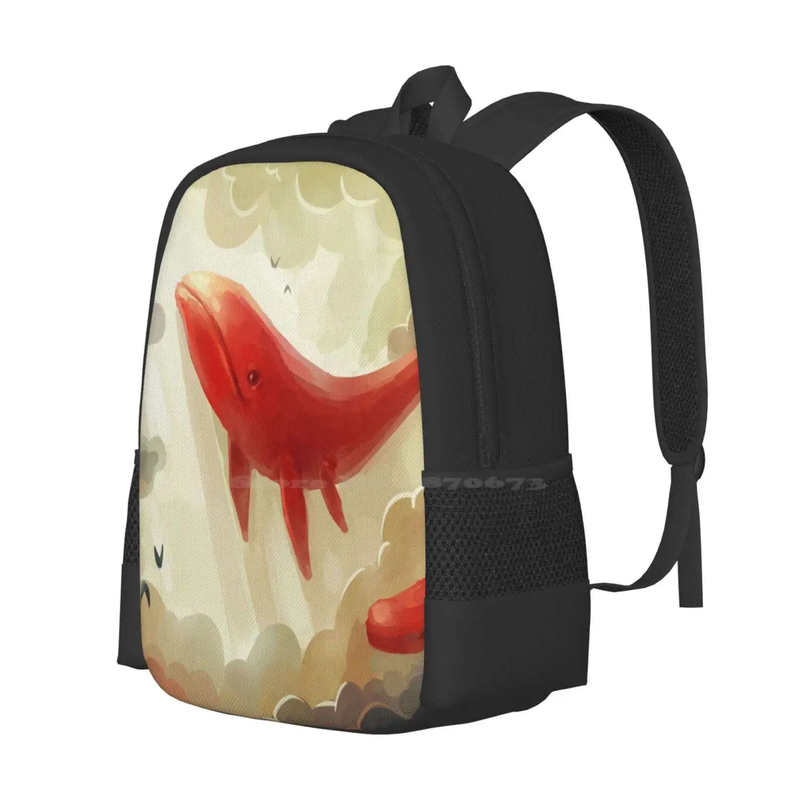 Deep Sky Fashion Pattern Design Travel Laptop School Backpack Bag Whale Sky Clouds Sun Birds Dawn Fantasy Nursery Animal