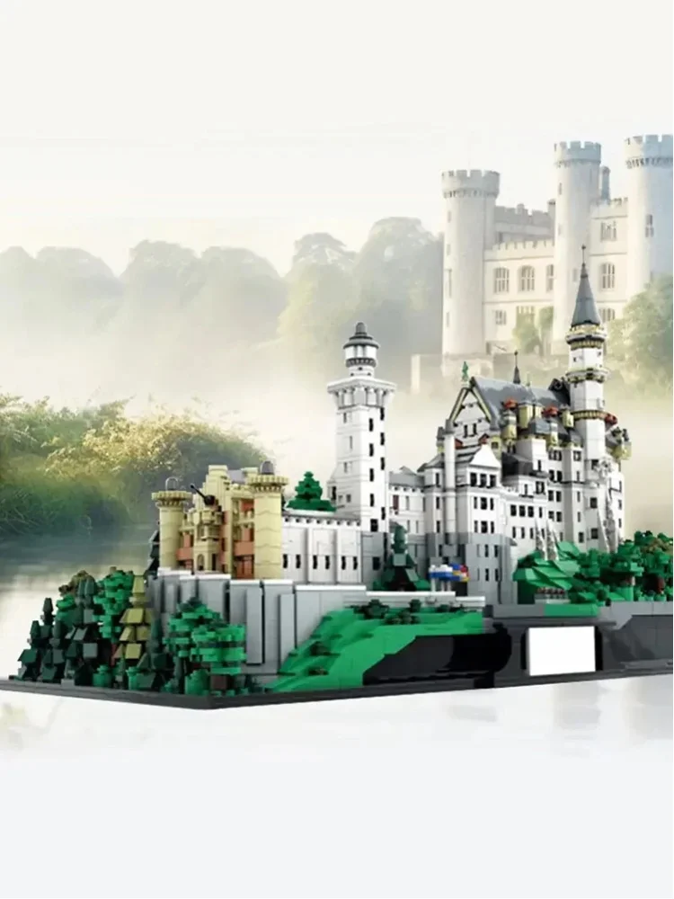 Klemmbausteine Schwanensee-Bausteine-Set, Mittelalterliche Burg-Architektur, Modulares Montagemodell, Sammlerstück, Heimdekoration, Kreatives Spielzeug, Geschenk für Erwachsene, 6872 Teile