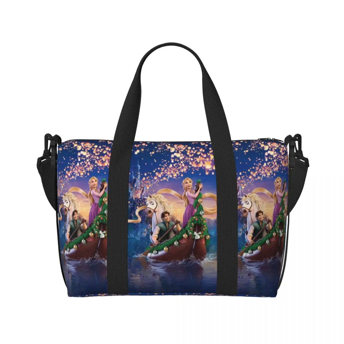 Sacola de praia para mulheres, personalizada, Flynn Rider, remo emaranhado, compartimento grande, ginásio, sacos de viagem