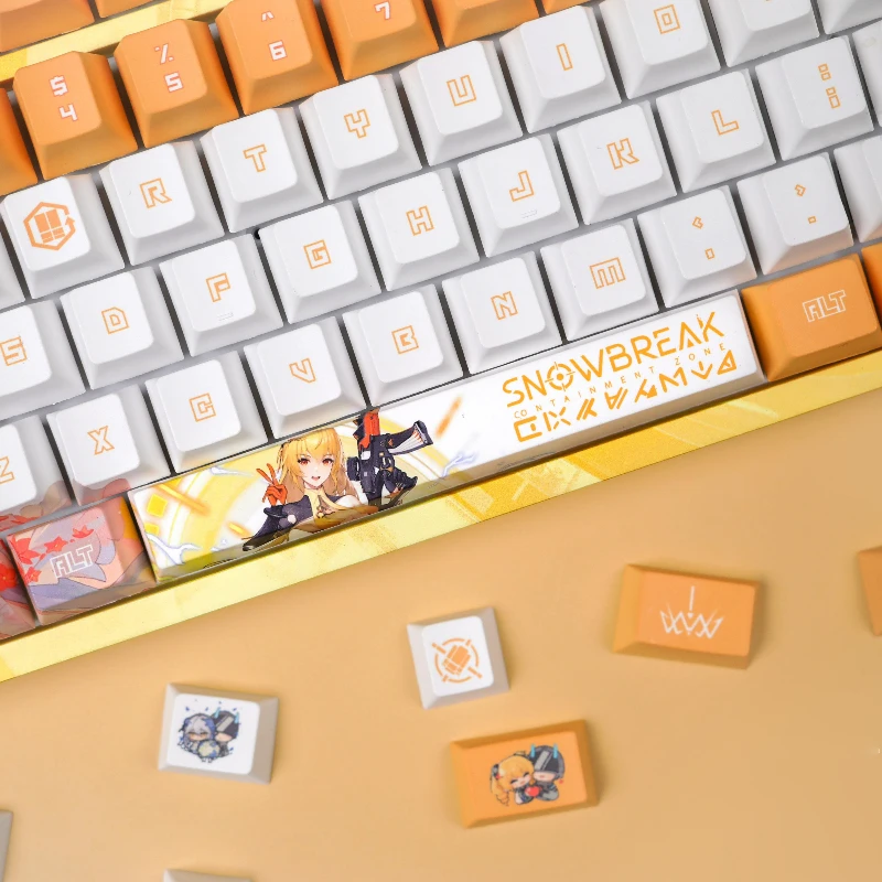 Imagem -02 - Anime Keycaps para Teclado Mecânico Project Snow Cute Coronet Personalização Perfil Cereja Cartoon Gaming Presente 128 Chaves