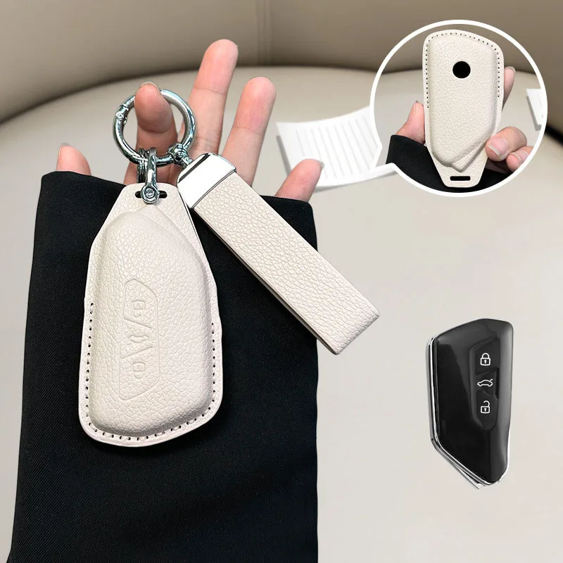 

For Volkswagen VW Magotan Passat B8 TIGUAN MK2 Golf 8 2020 For Skoda Octavia A8 A7 2021 SEAT Leon MK4 Leather Car Key Case Cover