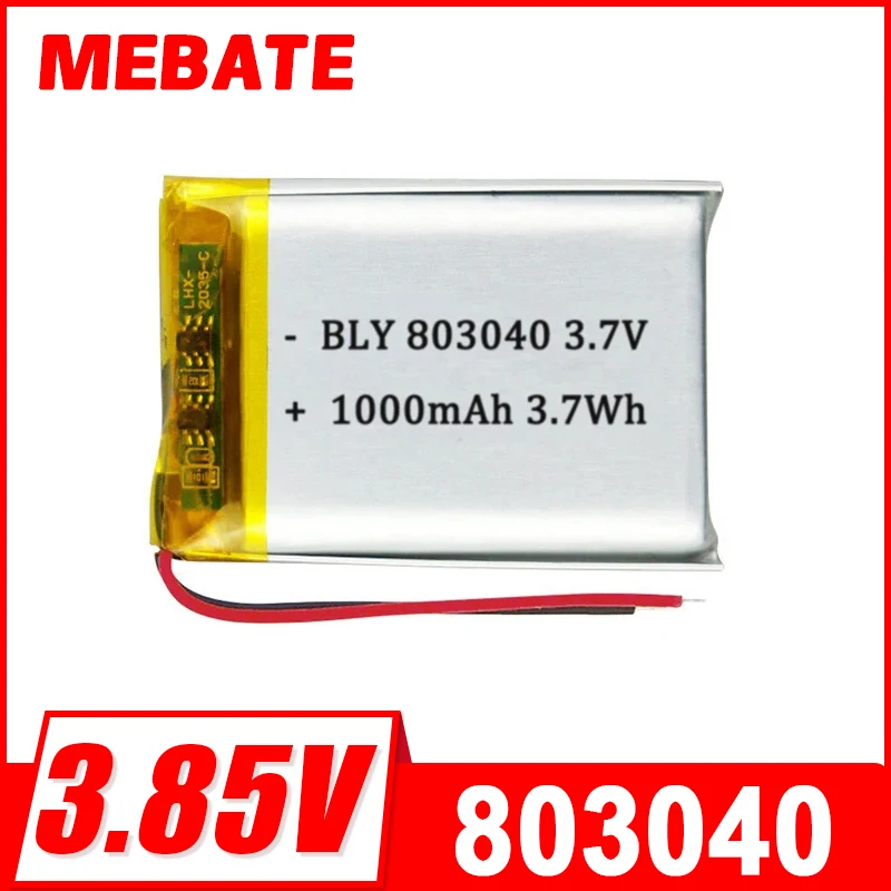 High Qulity 3.7V 1000mAh 803040 Rechargeable Polymer Batteries Li-Po For Toy Power Bank GPS Laptop Camping Lights Diy
