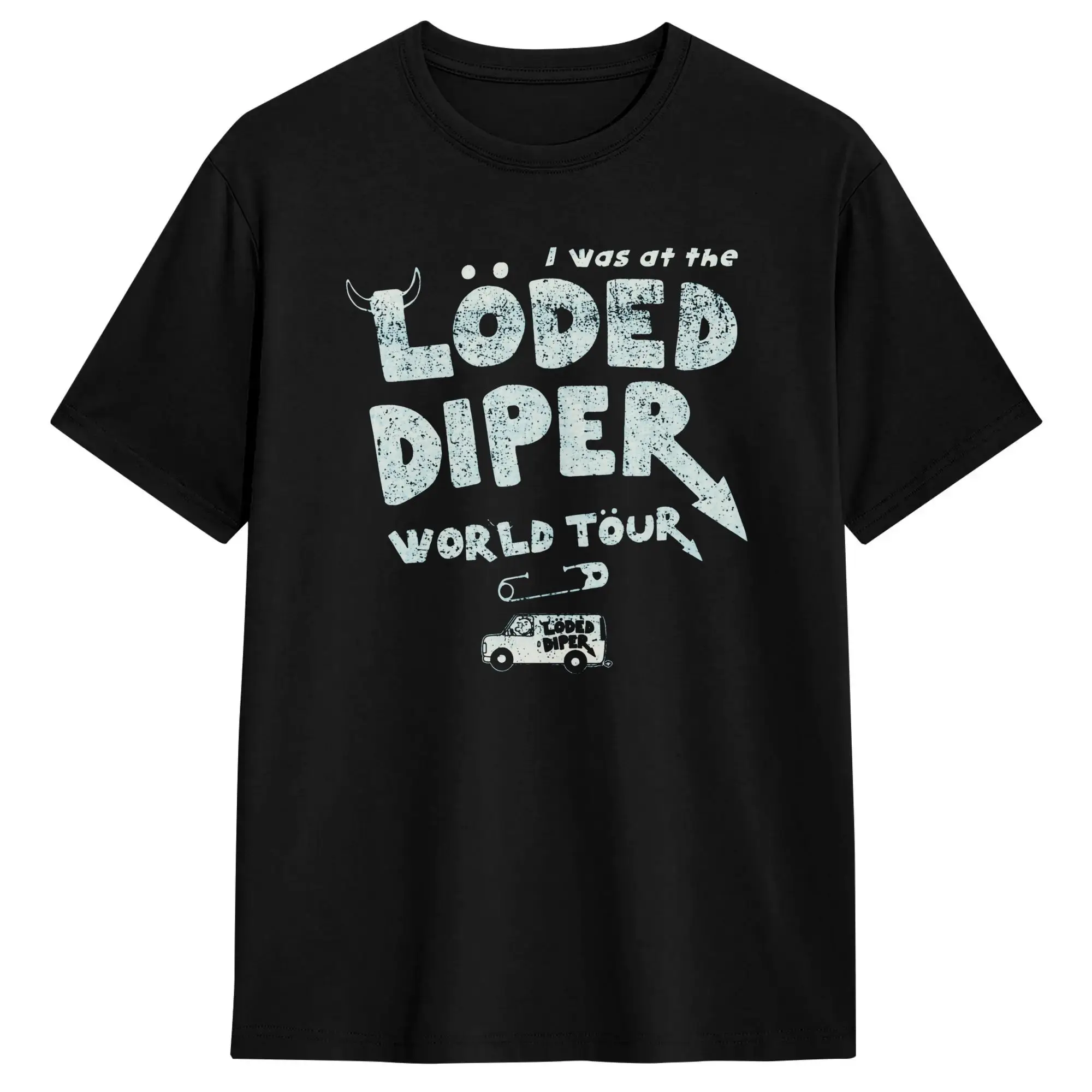 Men's Loded Diper World Tour T Shirts  100% Cotton Tops Humor Short Sleeve Crew Neck Tees Printed T-Shirt