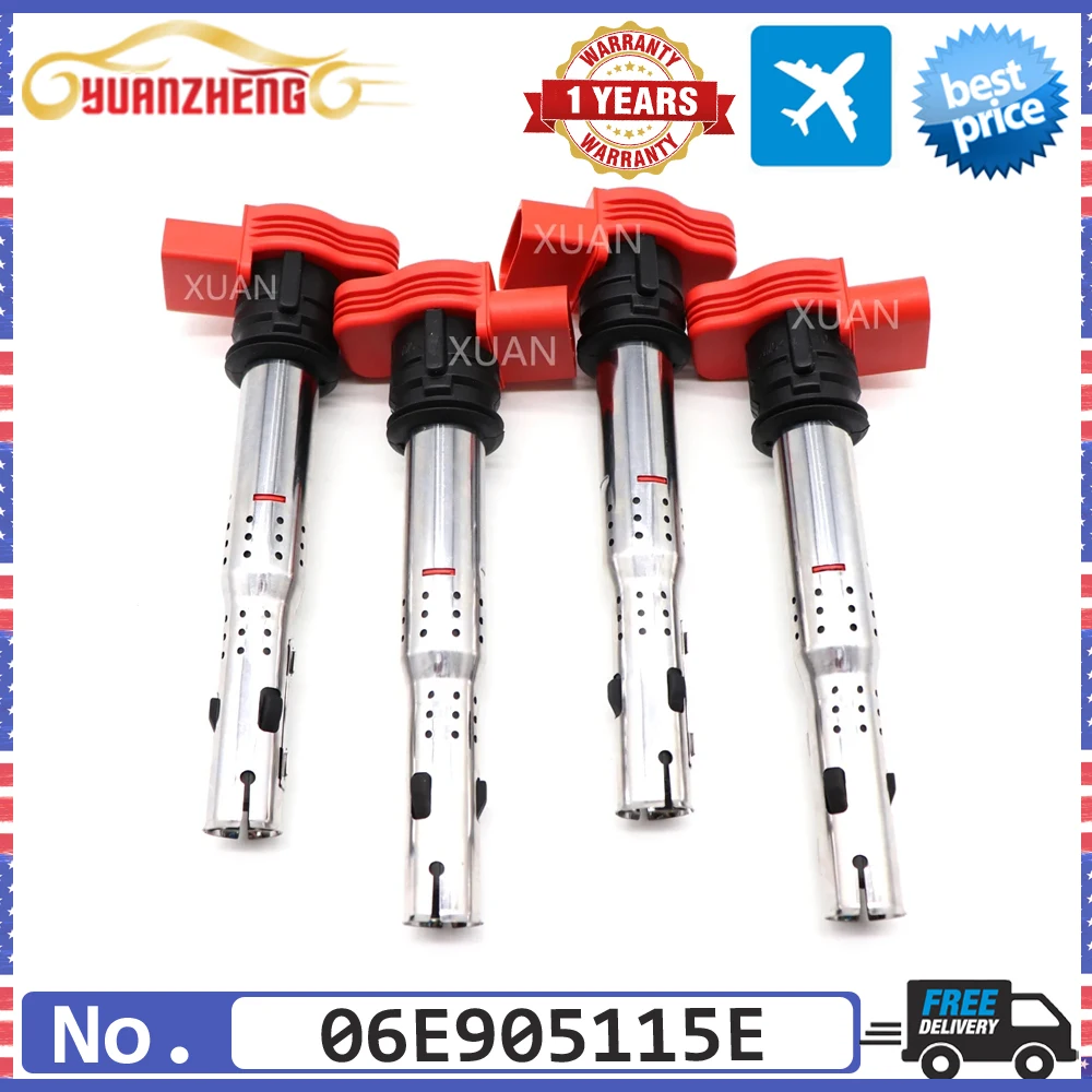 NEW Ignition Coil 06E905115E For Volkswagen CC Beetle Eos Golf R Tiguan Audi S3 A4 A5 A6 Q5 R8 Q7 TT allroad Quattro 2.0L 2.0T