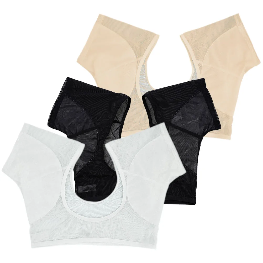 

3Pcs Underarm Sweat Vest for Women Breathable Sweat Proof Armpit Pad Washable Chinlon Summer Running Yoga Active Wear Shirt