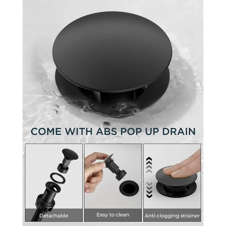 

Black Bathroom Faucet 1 Hole, Single Handle Matte Black Waterfall Bathroom Faucet Single Hole for Rv, Lavatory, Restroom Tap wit