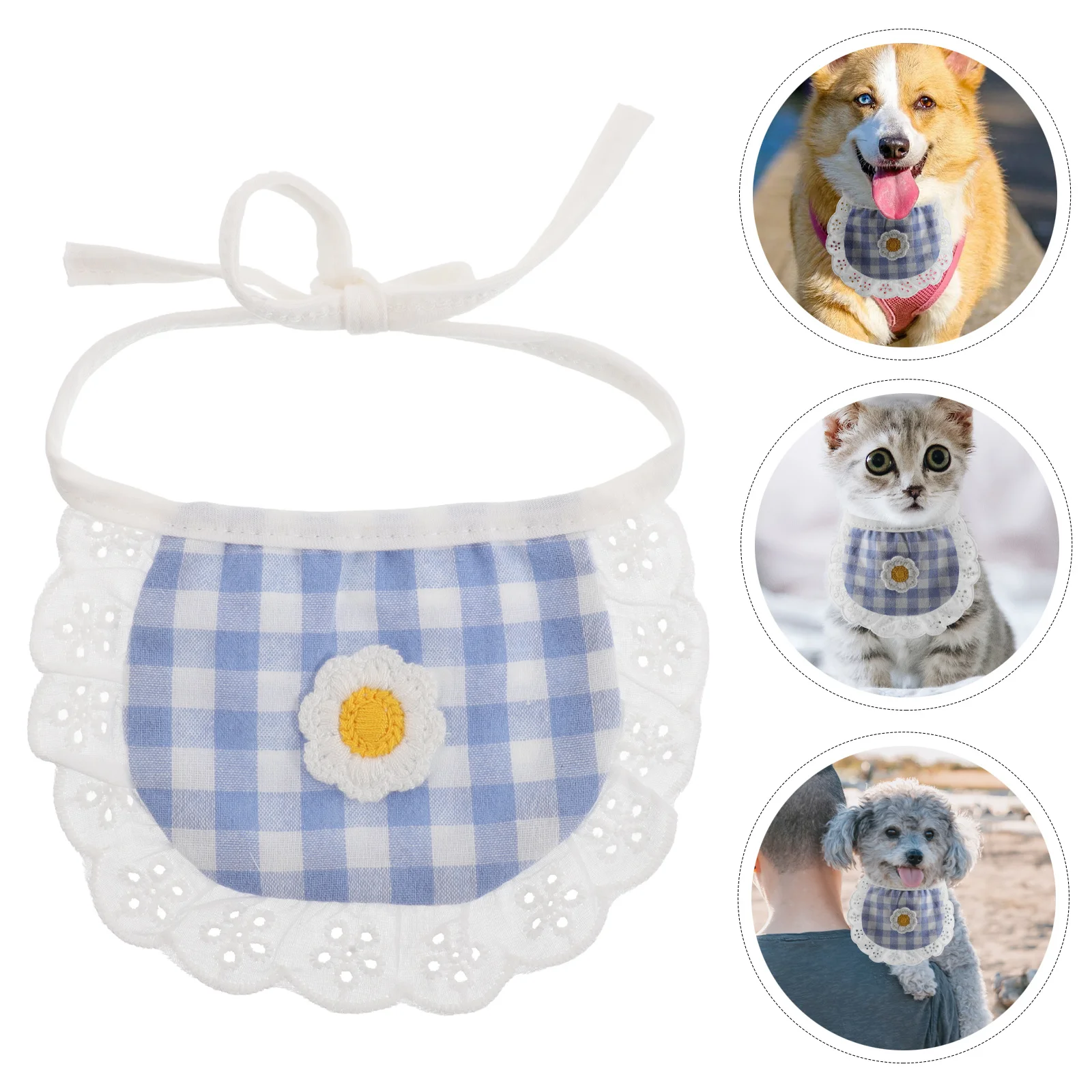 

Pet Lace Neckerchief Floral Dog Bib Drool Bib Scarf Breathable Cotton Small Dog Cat Bandana Pet Neck Kerchief Puppy Saliva Towel
