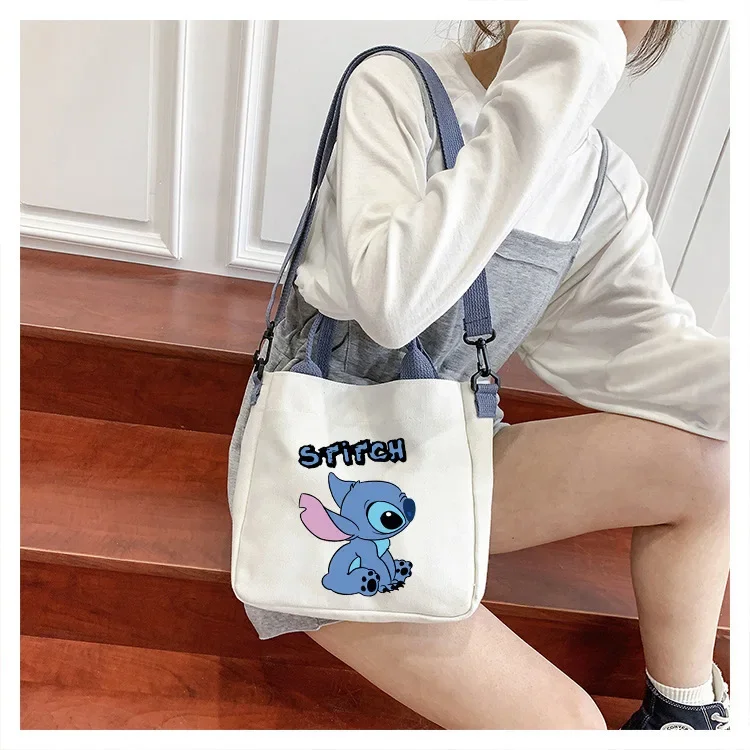 Disney Stitch Canvas Einkaufstasche für Frauen Cartoon Lilo und Stich Handtaschen abnehmbare Schulter gurt große Kapazität Umhängetasche