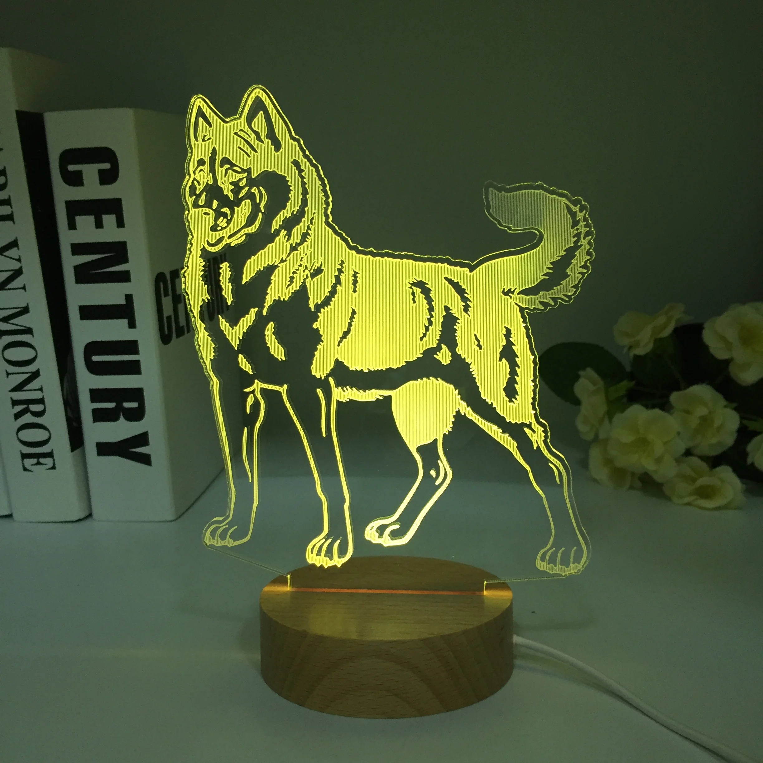 Wooden Bulldog Jack Russell Terrier Rottweiler Dobermann 3D Visual Illusion Lamp Kid Night Light Dog Style Lamp Dropshipping