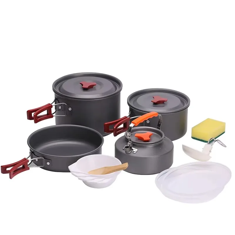 

High Quality Outdoor Camping Pot Sets Portable Tea Pot Set Pot Combination For 2-3 People