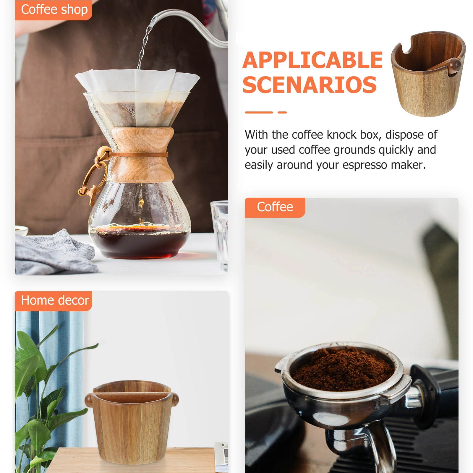 

Coffee Powder Bucket Wooden Espresso Large Capacity Compost Container For Used Coffee Grounds Trash