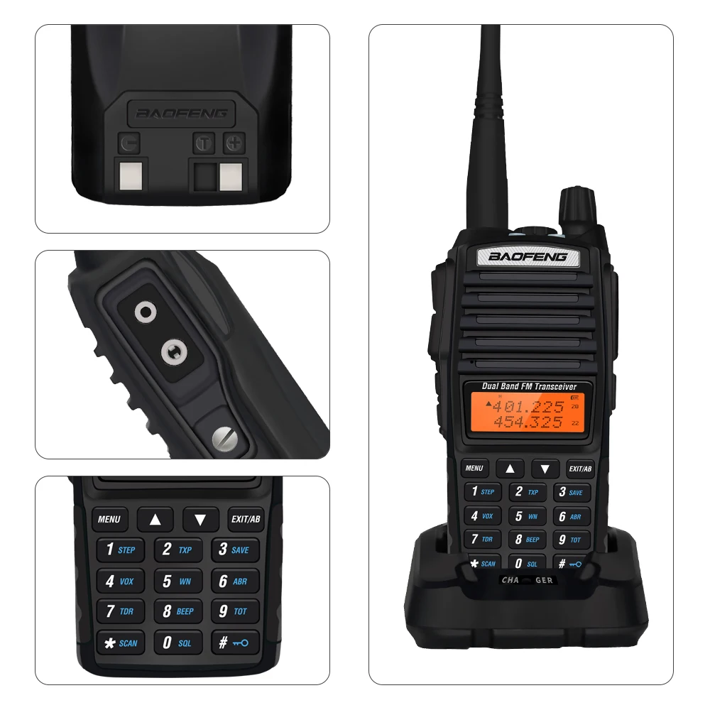 2pcs Real 8W Baofeng UV-82 Walkie Talkie 10KM uv 82 Portable Two way Radio UV82 High Power Dual Band HF FM Transceiver + NA771