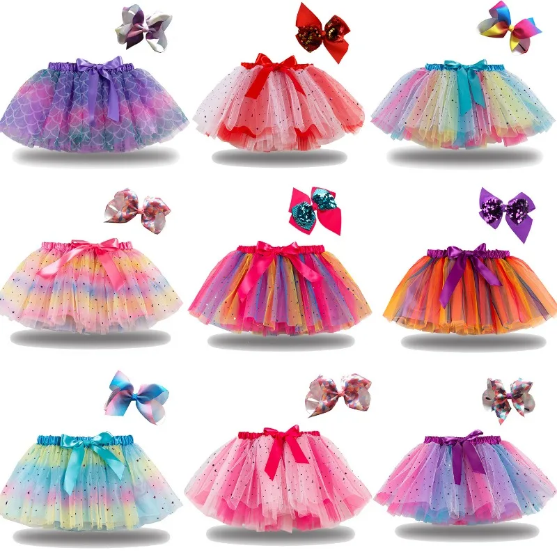 

Baby Tutu Skirt for Girls Rainbow Colorful Tulle Mini Pettiskirt Girl Kid's Birthday Princess Skirt Children Summer Tutu Skirts