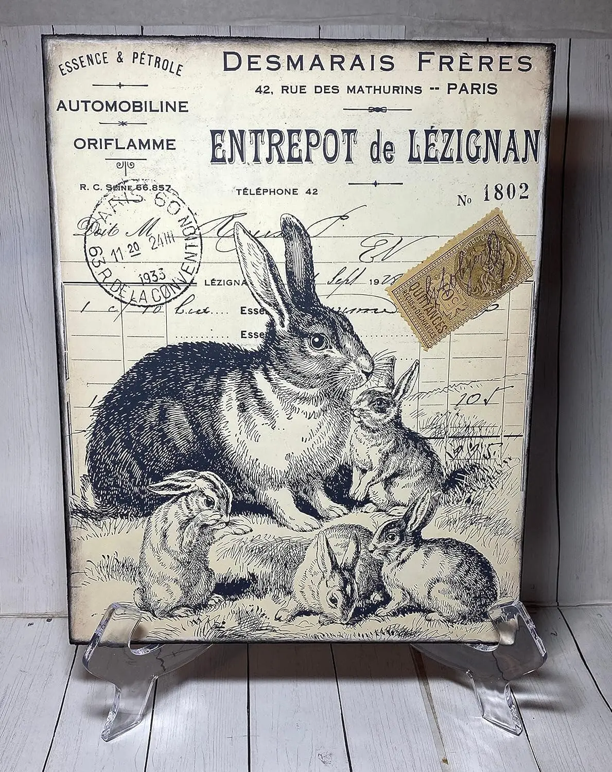 Primitive Rabbit Wall Art,Rustic Easter Decor,Vintage Rabbit Sign Garden Restaurant Cafe Home Wall Decor Art Tin Sign Vintage