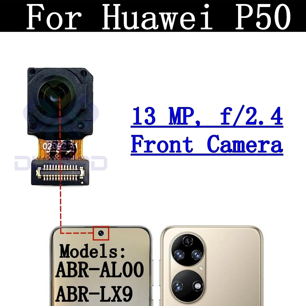 Front Rear Camera Module Flex Cable For Huawei P50 Frontal Selfie Wide View Main Back Facing Camera With Glass Lens