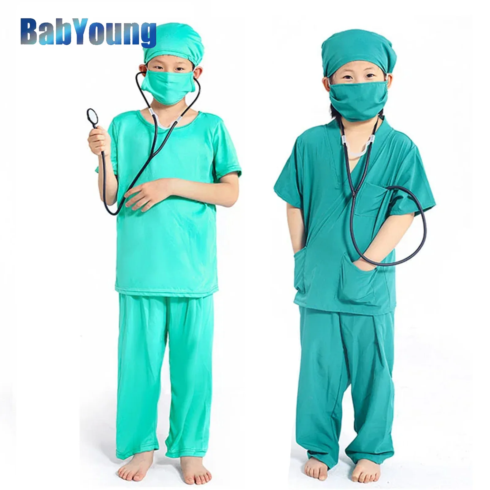 Kids Doctor Nurse Costume for Girls Nurse Cosplay Suit Boys Doctor White Uniform Party Masquerade Show Performance Clothes