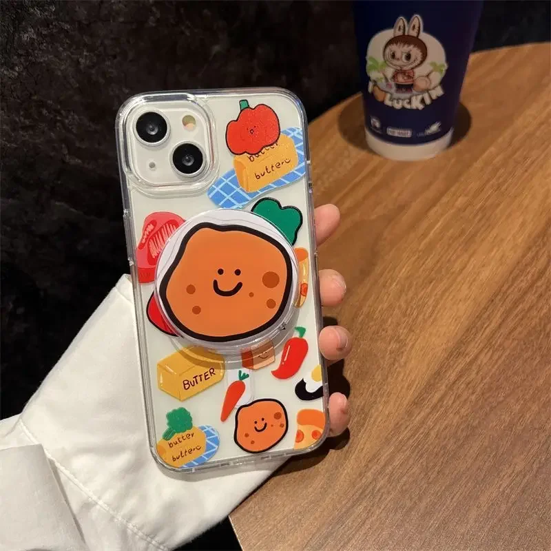 Симпатичная овощная магнитная ручка для телефона, подходящая для держателя телефона iPhone 16, 15, 13, универсальный держатель Samsung