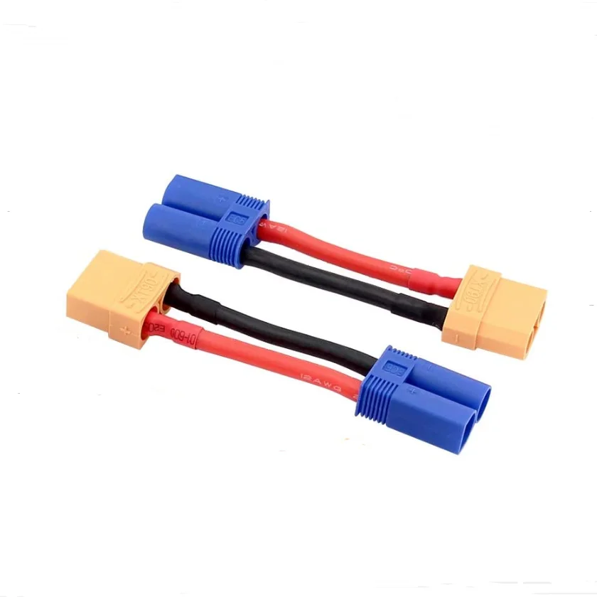 2 Pcs EC5 Male Female Plug to Deans EC3 XT60 XT60H XT90 XT90H Adapter Wire Cable With 12awg 4cm Silicone Wire for RC Battery ESC