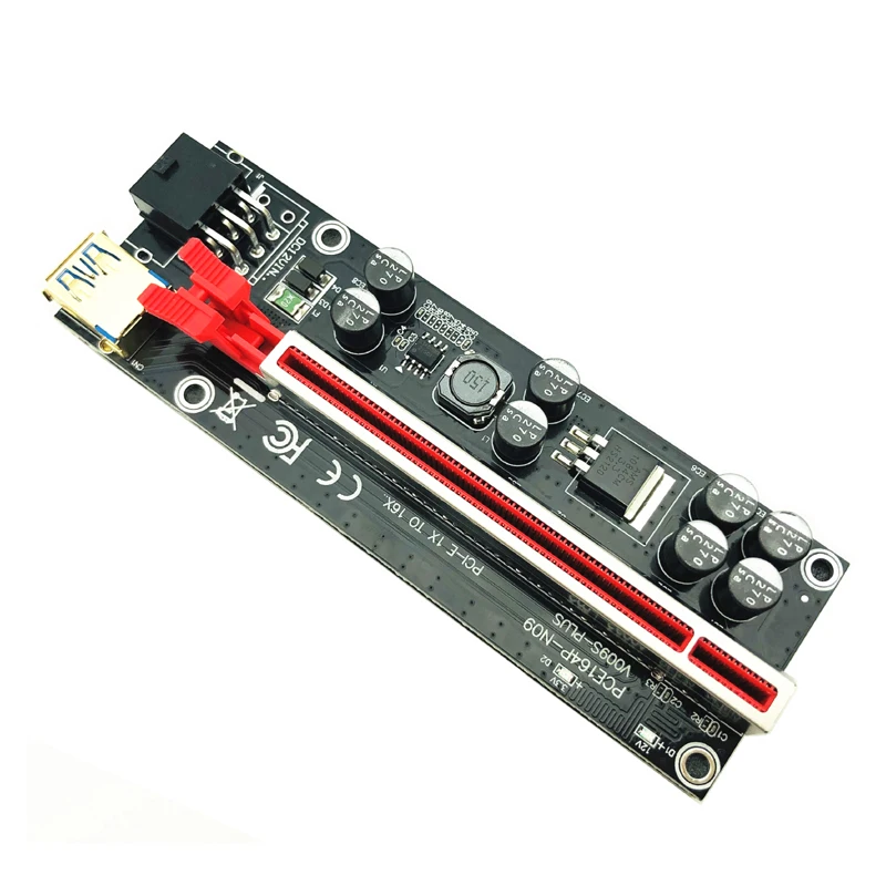 Câble d'extension de carte vidéo PCIE Riser 009S Plus, PCIE X16 ans Riser PCI Express X16 Extender pour Bitcoin Miner Mining, 6 pièces