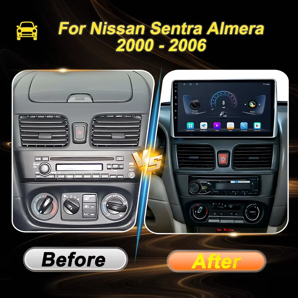 Android Auto Carplay Car Radio For Nissan Sentra Almera 2000 2001 2002 2003 2004 - 2012 Multimedia Player Navigation Wifi Stereo