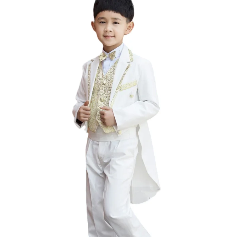 

New Children Tuxedo Set Costume Birthday Wedding Fashion Casual Brand Formal Boy Suits Blazers 5PCS Set F1007
