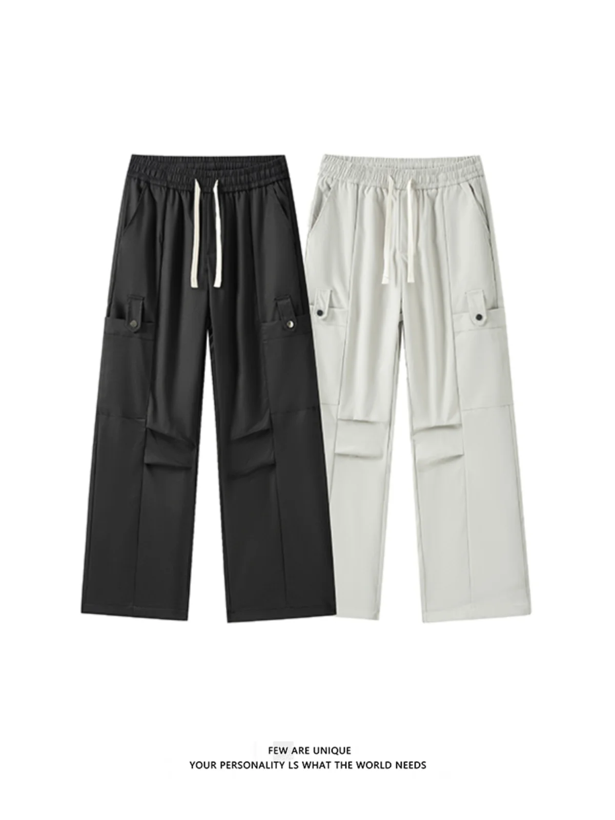 

Trendy Men's Straight Leg Pants Spring 2025 Casual Loose Wrinkle Workwear Trousers Faionable Drapey Loose Fit Youthful Sle