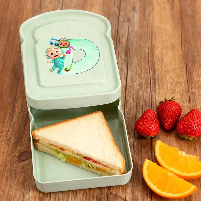 

Cocomelons аниме-фигурки в форме тостов, портативный ланч-бокс с крышкой, коробки для тостов, хлеба, сэндвичей, кухонная коробка для пикника на открытом воздухе, бенто
