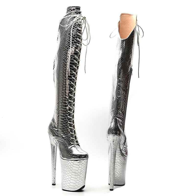 Leecabe   23CM/9inches  Snake  Upper  Fashion trend  platform High Heel stripper heel Pole Dance boot