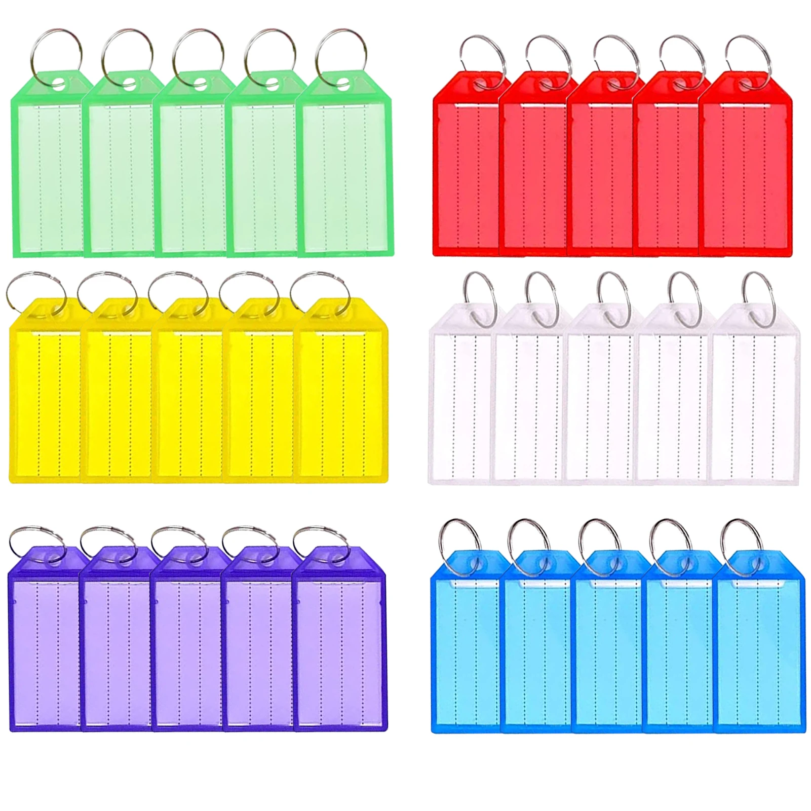 

30pcs Heavy Duty Office Multifunction Pets Plastic Lightweight Name Card Luggage Home Portable Key Tag With Label Split Ring