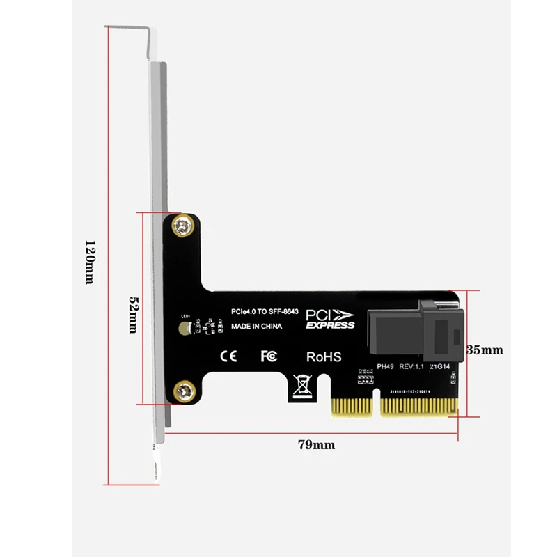 탑 SFF 8643-Pcie 3.0 어댑터 카드, Nvme SSD 컨버터, 데스크탑용 하드 디스크 확장 카드, 2 U.2 포트 카드, 4X/8X