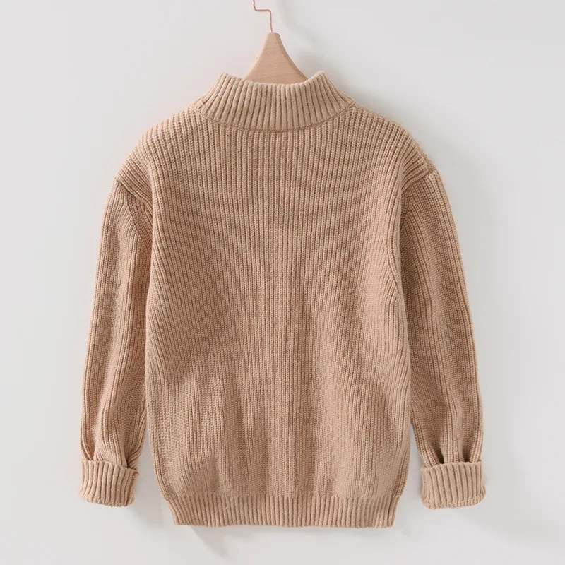 メンズ長袖スタンドカラーニットジップアップジャケット,厚手の暖かいニットカーディガン,Knitwearセーター,秋冬